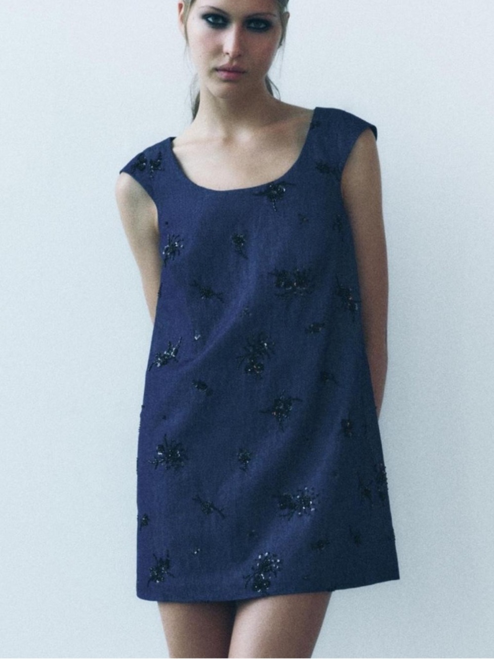 Zara Woman’s Navy Dress Sequin Detail size Medium